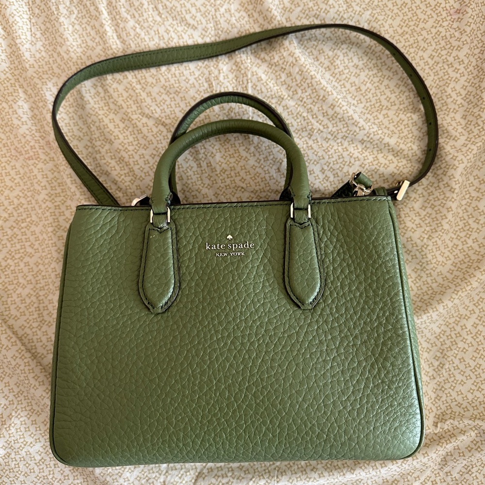 Unused, green convertible crossbody and top handle Kate Spade bag